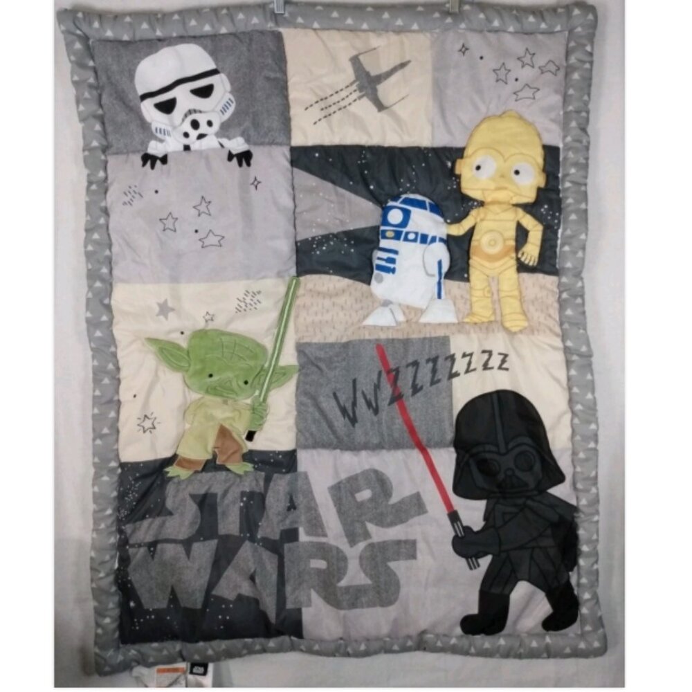 Lambs & Ivy Star Wars Classic Crib Bedding Quilt & Fitted Sheet Toddler Bed Yoda